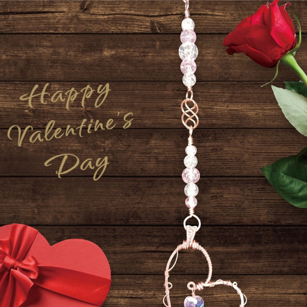 Artisan Heart Suncatcher with Glass and Crystal Beads - Picture 5 of 5
